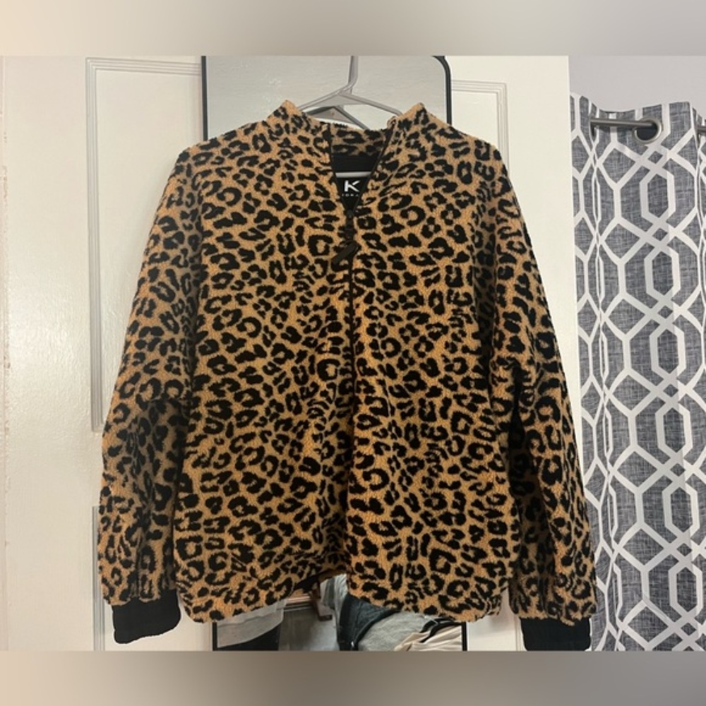 Koral Leopard Bomber Jacket Fleece XS, Oversized